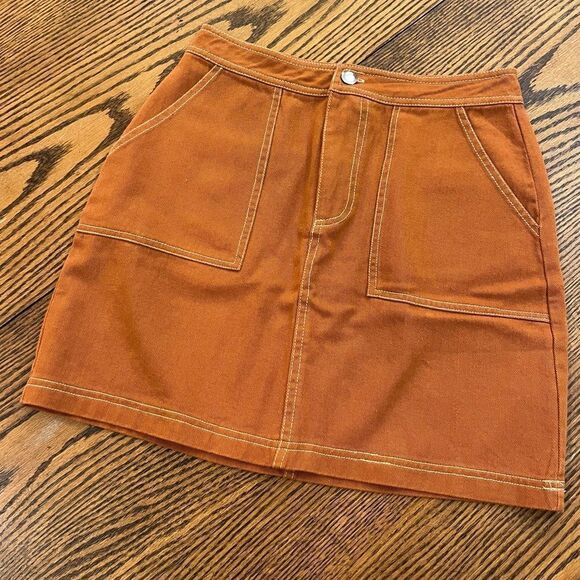 FRANCESCA’S Sofi Angel Rust Mini Skirt Size M Burnt Orange Umber - Picture 8 of 8